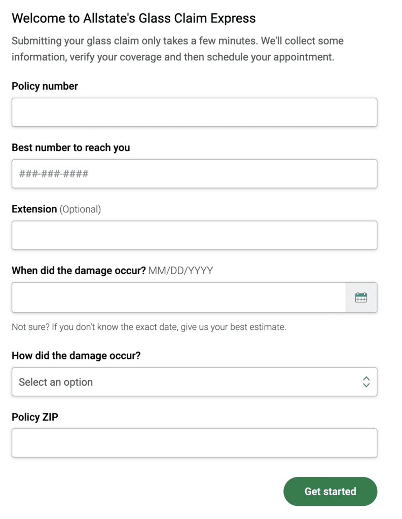 allstate windshield claim phone number